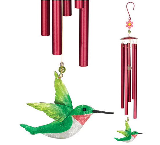 Hummingbird and Flower Glass Wind Chime — Green Acres Nursery & Supply