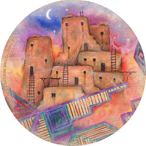 Pueblo Scene Sandstone Coaster