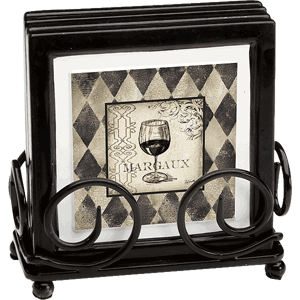 Black Scroll Wrought Iron Coaster Holder