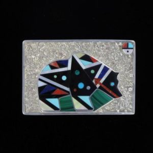Multi-Stone Inlaid Bear Belt Buckle