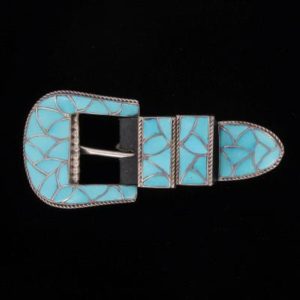 Turquoise Inlaid Ranger Belt Buckle