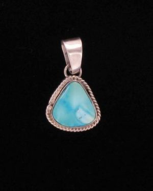 Small Turquoise Pendant w Rope Trim