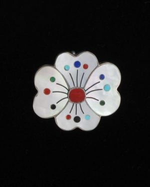 Inlaid Cultured Mother of Pearl Flower Pin/Pendant