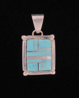 Square Inlaid Turquoise Pendant