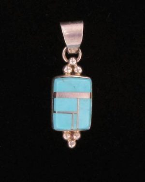 Turquoise Inlaid Rectangular Pendant