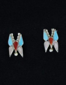 Zuni Multi-Stone Butterfly Inlaid Post Earring