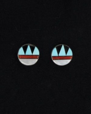 Zuni Round Multi-Stone Inlaid Post Earring