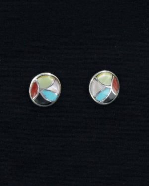 Zuni Round Multi-Stone Inlaid Post Earring