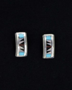 Zuni Multi-Stone Inlaid Rectangle Post Earring