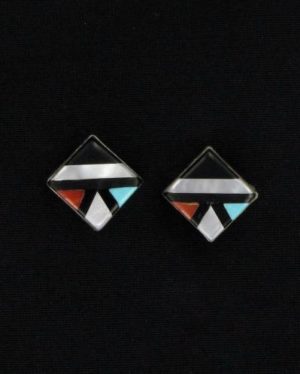 Zuni Multi-Stone Inlaid Square Post Earring