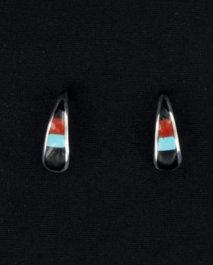 Small Zuni Multi-Stone Inlaid Hoop Earring