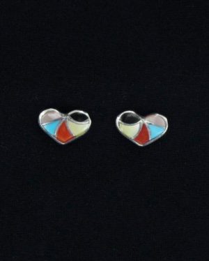 Zuni Multi-Stone Inlaid Heart Post Earring