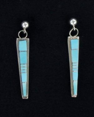 Zuni Turquoise Inlaid Dangle Earring
