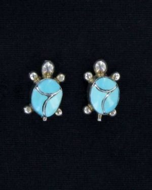 Zuni Turquoise Inlaid Turtle Post Earring