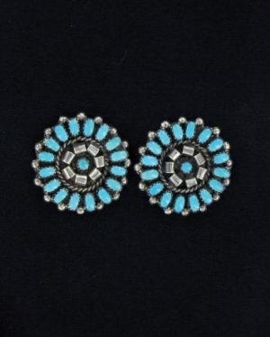 Sixteen Point Turquoise Cluster Post Earring