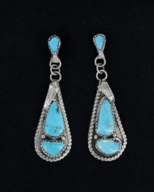 Turquoise Teardrop Post Dangle Earring