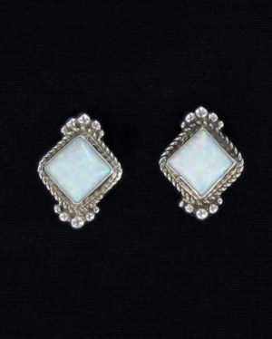 Cultured Opal Square Post Earring