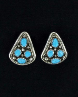 Turquoise Stone Cluster with Rope Design Post Earring