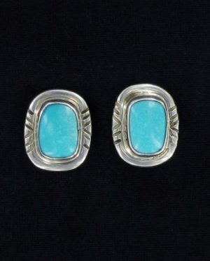 Small Turquoise Rectangle Post Earring