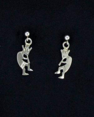 Navajo Silver Kokopelli Post Dangle Earring