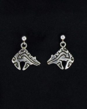 Navajo Silver Bear Fetish Post Dangle Earring