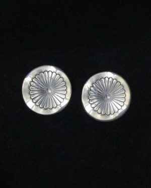 Navajo Stamped Silver Button Post Earring
