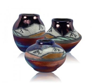 Raku Pottery Mini Mountain Vase Joe Wilcox Indian Den