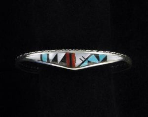 Small Zuni Traditional Inlaid Cuff with Rope Edge