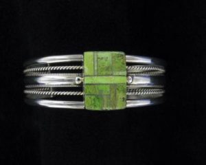 Gaspeite Rectangle Inlay Bracelet