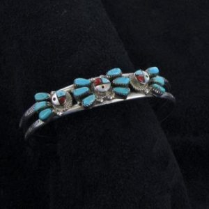 Zuni Silver Bracelet with Three Sun Faces