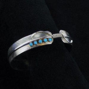 Navajo Feather Bracelet with Five Turquoise Stones