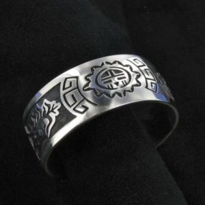 Hopi Overlay Bracelet -Father Sun and Mother Corn