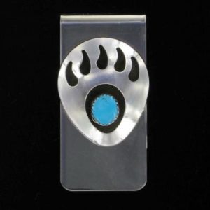 Navajo Turquoise Stone Bear Claw Money Clip