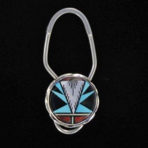 Traditional Zuni Multi-Stone Inlay Key Ring