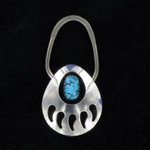 Navajo Turquoise Stone Bear Claw Key Ring