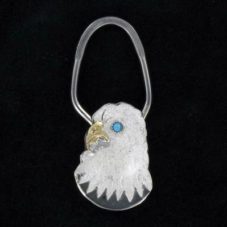 Navajo Etched Eagle with Turquoise Stone Key Ring