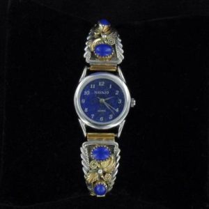 Navajo Lapis Stones with 12 kt. Gold Fill Leaves Watch