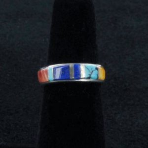 Navajo Medium Multi-Stone Inlaid Band Ring