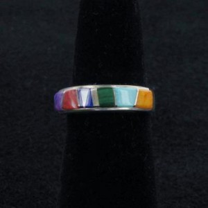 Navajo Medium Multi-Stone Inlaid Band Ring