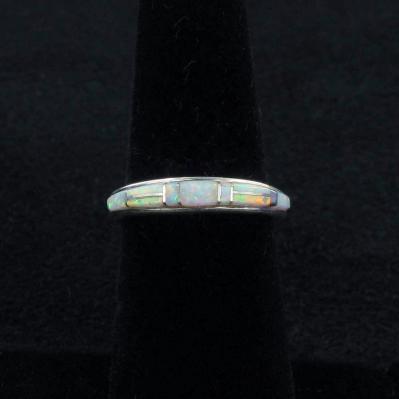 Signed Native American Navajo Made Sterling Silver Opal Ring 
