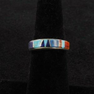 Navajo  Medium Multi-Stone Inlaid Band Ring