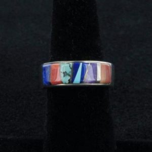 Navajo Wide Multi-Stone Inlaid Band Ring