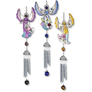 3 Asst. Chrome Glitter Angels Wireworks Chime