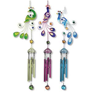 3 Asst. Full Color Peacocks Wireworks Chime