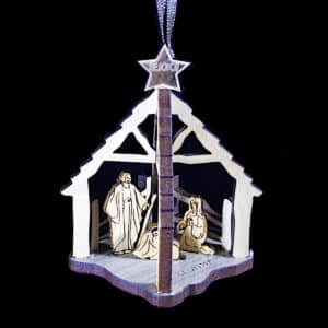 3-D Manger Scene Wood Ornament