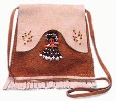 Leather Shoulder Bag with Beaded Doll