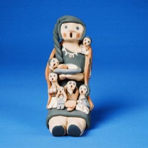 Woman with 6 Children and Plate