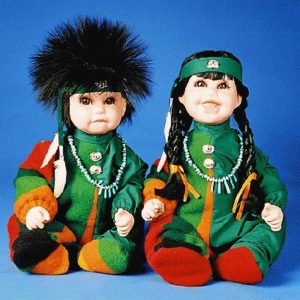 Navajo Porcelain Green Blanket Doll