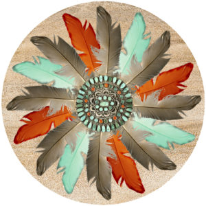 Feather Medallion Sandstone Coaster