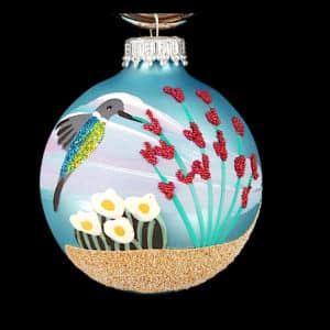 Blue Hummingbird Painted Ornament